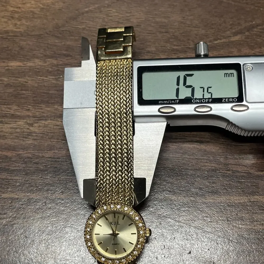 Vtg KJL Kenneth Jay Lane Crystal Accents Braided Gold Tone Bracelet Watch